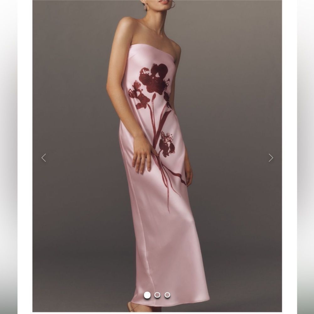 Anthropologie The Fleur Strapless Satin Maxie Slip Dress